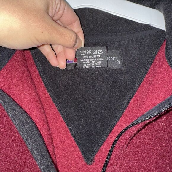 Vintage Outersport 1/4 Zip Fleece Pullover Men’s Size L Jacket Sweater Dark Red - Picture 3 of 6